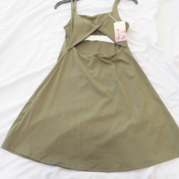 New HALARA THAT TIKTOK BRAND Dark Olive Dark Navy Green Small Women DRESS - Picture 4 of 8